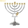 BRTAGG Hanukkah Menorah Silver Color Full Size Non Tarnish - Je 9 Branch Candlestick Candle Holders Crismas Holy Land Gift 210811