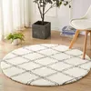 Maroc noir blanc géométrique tapis rond pour salon maison chambre décor Inde coton tissé tapis canapé Table basse tapis de sol 211204