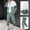 Dropshipping Patchwork Hip Hop Casual Set da uomo 2021 Stile coreano 2 pezzi Set Abbigliamento Uomo Streetwear Fitness Tuta maschile X0909