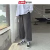 LAPPSTER Men Korean Fashions Harem Pants Wide Leg Joggers Mens Black Loose Sweatpants Japan Style Straight Trousers 210715