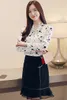 Mode coréenne printemps nouvelle chemise en mousseline de soie femme casual imprimé étoiles chemise pour femme à manches longues hauts et chemisiers pour femmes Blusas 2216 210225