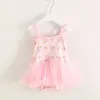Roze 12m baby meisjes verjaardagsfeestje romper jurk voor peuter zomer katoenen kleding geboren meisje outfit met kopbogen 210529