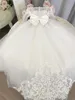 Hot-Wind Fashion 2022 Lace Flower Girl Dress Bows Barnens första Communion Dress Princess Tulle Ball Gown Wedding Party Dress 2-14 år