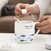 360 ml japonais mignon en céramique chat tasse à café avec couvercle cuillère bureau d'affaires eau étudiant petit déjeuner lait Couple cadeau tasse