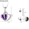 Pinksee vintage de pedra natural cristal de cristal de cora￧￣o colar de pingente de pingente oco para mulheres j￳ias