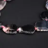 15.5"/strand Natural Black Pink Agates Faceted Slab Nugget Loose Beads,Raw Onxy Gems Stone Slice Pendant Beads Jewelry Making