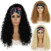 24 Zoll lockiges synthetisches Stirnband -Perücken Simulation menschliches Haar Deep Wave Perruques de Cheveux Humains mit Kopfknall FDDP01