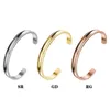 Bracelet en acier inoxydable pour cheveux, en forme de C, ouvert, Concave, rainure d'arc, caoutchouc, couleur or argent, manchette en titane