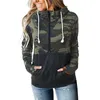 Leopard Camouflage Print Patchwork Rits Pocket Tops Dames Lange Mouwen Losse Hooded Sweatsirt Fashion Casual Pullovers Hoodies 210928