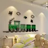 Autocollants muraux petit Train 3d en acrylique, affiche de décoration de pièce tridimensionnelle, canapé de chambre à coucher