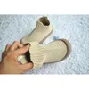 秋の編まれた足首のブーツ4色のロートップシングルブーツ通気性のある柔らかい底セットの足子供の靴210701