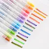 Highlighters 12pcs / lot Twin Tips Fluorescerande Magisk missfärgning Highlighter Drawing Marker Creative Stationery School and Office Supplies