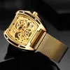 Horloges Swish Design Automatic Horloge Luxe Gouden Holle Mechanische Roestvrij staal Waterdicht Mannen Relogio Masculino