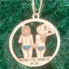Putting it all Behind Us In 2021,Wood Ornament Christmas tree Decorations Pendant Wooden Hollow Couple Snowman Decor Ornaments