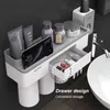 GESEW Zahnbürstenhalter, starke Adsorption, magnetischer Becher, wasserdicht, frei stanzbar, für Zuhause, Badezimmer-Zubehör-Set 210709