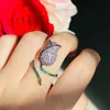 حلقات الكتلة Beaqueen وصول 2021 Tulip Flower قابلة للتعديل للنساء أزياء الأزياء الزرقاء اللون الوردي cubic Zirconia Party Jewelry R114