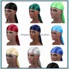 Bandanas halsdukar wraps hattar, handskar mode aessories mens satin durags bandana turban peruker 17 färger män silkeslen durag headwear huvudband pi