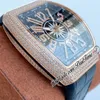 Vanguard Watch v 45 SC DTオートマチックメンズウォッチローズゴールドダイヤモンドベゼルブルーダイヤルビッグダイヤモンド番号マーカーゴムレザーストラップウォッチ8スタイル純粋なF02D4
