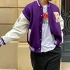 Giubbotto bomber in cotone uniforme da baseball con ricamo lettera retrò da strada Giacca casual da uomo allentata primaverile