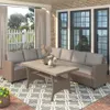 US Stock Topamx Patio Mobili da giardino Set di mobili per esterni PE Rattan Set di conversazione in vimini Set di divano componibile con cuscini morbidi da tavolo A27
