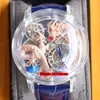 Luxury Watches Astronomia Sky Red Dragon Swiss Quartz Mens Watch Pave Piece Unique Fully Transparent Glass 3D Engraving Leather Strap Gents Wristwatches