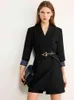 AMII Minimalism Autumn Causal Women Set Solid Lapel Double Breasted Office Coat High Waist Loose Shorts Female Suit 12060012 211105