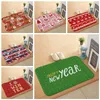 Merry Christmas Coral Fleece Kitchen Carpet Mat Bedroom Bar Entrance Doormat Home Hallway Floor Living Room Carpets Bathroom Anti-Slip Rug Party Decoration