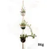 Gartenarbeit Grünpflanze Aufhänger 3 Schichten mit Eisenreifen Blumentopf Netztasche Hanfseil Hängekorb Indoor Outdoor Haken Dekoration ZYY703