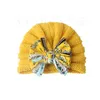 child Printed bow wool hats infant cute warm breathable comfortable Pullover hat Baby knitted hats11 colors 9201