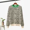 maglione coreano Autunno inverno maglione lavorato a maglia donne maglioni oversize femminile leopardo jacquard moda misto lana pullover 210218