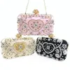 Damen-Perlen-Luxus-Handtasche, Diamant-Abend-Clutch, Blumen-Haspe, Hochzeits-Clutch, weiblich, rosa Champagner-Geldbörse