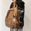 Corduroy Anti-Theft Plecak Moda Vintage Kobiety Plecak Pure Color Cute School Bag Dla Nastoletnich Dziewczyny Travel Backbag 202211