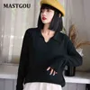 MASTGOU POLO Collar Mujer Suéter Grueso Cálido Otoño Invierno Suéteres Elegante Suave Punto Mujer Jumpers Top Pull Femme Ropa 211103