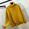 Niebieski Dzianiny Swetry Swetry Kobiety Koreański Ciepły Turtleneck Z Długim Rękawem Casual Luźna Knitwear Jumper Jesień Zima 210805