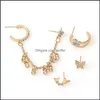 Dangle Lustre Boucles D'oreilles Bijoux Charme Strass Gland Chaîne Mignon Papillons Cristal Boucle D'oreille Femme Partie Cadeaux De Mode Oreille Goutte Deliv