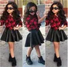 2 Teile/satz Herbst Winter Baby Mädchen Kleidung Kinder Plaid Tops PU Leder Kleid Mädchen Bebes rincess Outfits Kleidung Set X0902