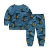 Unisex Sleepwear Passar Bomull Full Barnkläder Tees Byxor 2-stycken Set Fjäder Höst Tecknad Kids Boy Girl Pajamas 210915