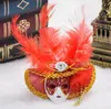 NEWParty favorise Mini Masques Carnaval de Venise Voyage Touristique Souvenir 3D Masque Réfrigérateur Aimant Portant Chapeau avec Plumes RRF13628