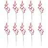 Flores decorativas grinaldas 10 pcs Natal bagas vermelhas hastes artificiais berry picks arranjos florais