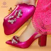 Dress Shoes 2019 Fuchsia Color Italian Design and Bags To Match Set Nigerian Women Wedding Sets with Applique 220303