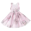 Bébé filles robe été plage mer Boho fleur florale mariage enfant en bas âge enfant fille dos nu enfant vintage tutu robes bleu 1-12 ans Q0716