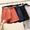 Nkandby largo perna shorts saias mulheres verão algodão linho elástico alta WIAST Oversized Solto coreano coreano 210724