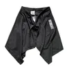 Men's Pants Punk Style Asymmetrical Letter Embroidery Lace Up Hakama Men Cargo Casual Streetwear Hip Hop Bottoms Apron Japan Trousers