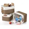 Cube Large Folding Leinen Stoff Aufbewahrungskorb Kleidung für Kinder Spielzeug Organizer mit künstlichen Ledergriffen T205352822