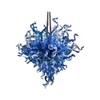 이탈리아 펜던트 램프 맑은 파란색 무라노 샹들리에 빛 중국 공급 업체 손 날아 유리 샹들리에 예술 장식 Led 전구 24 x 32 인치