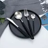 Middagsuppsättning bestick knivar gafflar skedar Wester Kitchen Dinnerware Stainless Steel Home Party Porslåda Set 211108