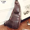 Cross Body High Quality Men äkta läderkohude Vintage Sling Chest Back Day Pack Travel Fashion Messenger Shoulder Bag306f