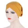 Turban musulman croisé sur le front, couleur unie, perte de cheveux, chapeau intérieur en coton extensible pour casquettes, prêt à porter pour femmes, foulard sous Bonnet