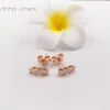 pandora style jewelry Authentic 100% 925 Sterling Silver Rose Gold SPARKLING ELEGANCE Earrings With Clear Cz Fits European 280725CZ