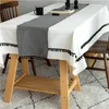 Tovaglia in stile nordico in bianco e nero con frange di cotone, copertura rettangolare in pizzo, tovaglia per la casa, decorazioni per banchetti